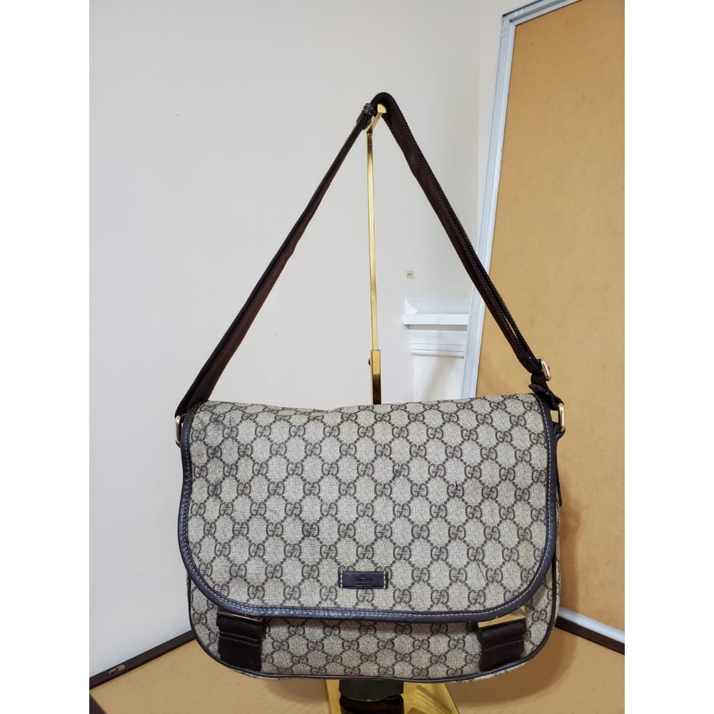 Gucci GG Plus Monogram Double Buckle Flap Messenger Bag - Picture 5 of 11